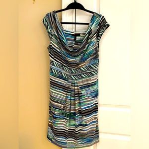 BCBG cowl neck fit and flare dress